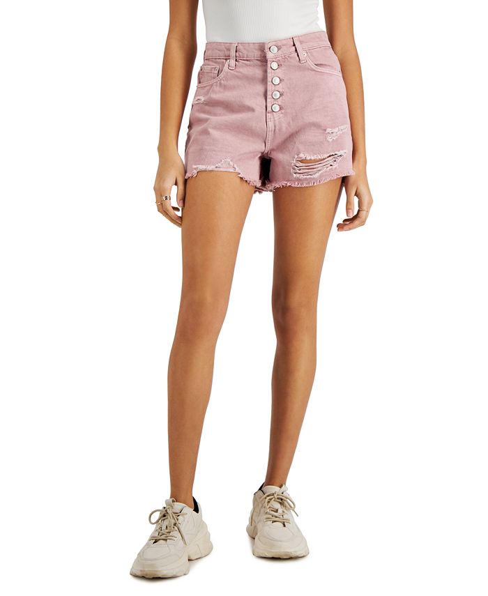 Vanilla Star Juniors Button Fly High Rise Ripped Jean Shorts Macy s