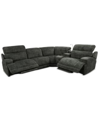 Sebaston 5-Pc. Fabric Sectional with 2 Power Motion Recliners and 1 USB Console, Created for Macy's