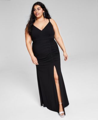 Emerald Sundae - Trendy Plus Size Side-Shirred Gown