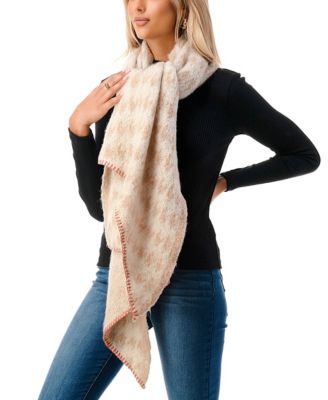 Women's Plush Houndstooth Bias Cut Scarf