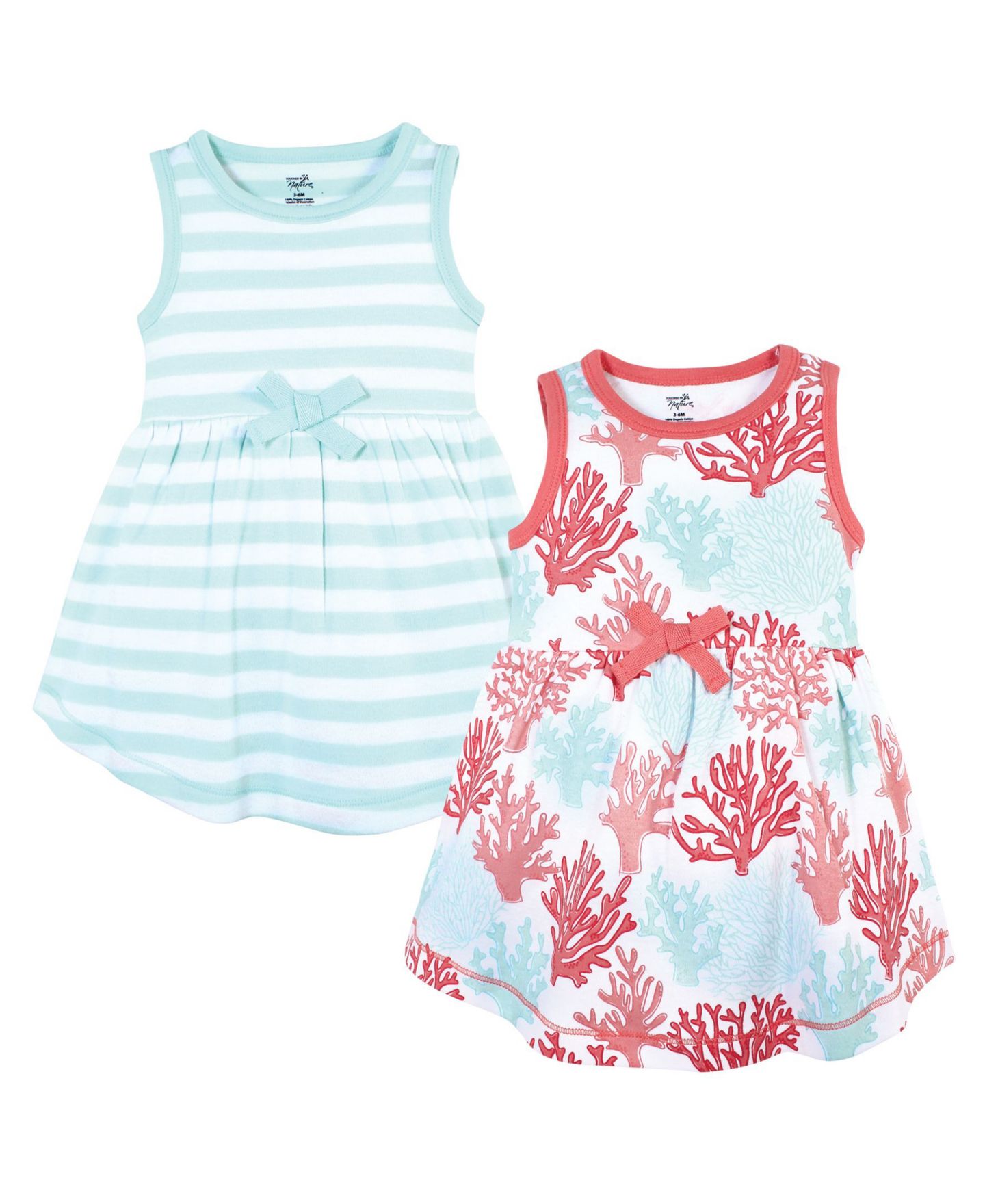 Платья Touched by Nature 2Pk Natural Sleeveless для девочек-малышей, цвет: Коралловый — фото 1