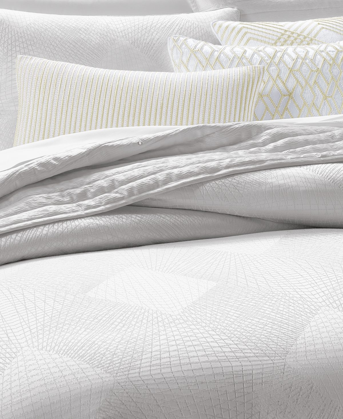 Shop Hotel Collection Diamond Lattice 3-pc. Duvet Cover Set, Full/queen, Created For Macy's In Champagne
