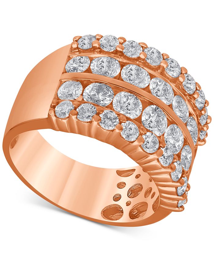 Macy's - Diamond Multirow Statement Ring (3 ct. t.w.) in 14k Rose Gold