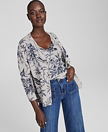Printed Cashmere Button Cardigan, Created for Macy's