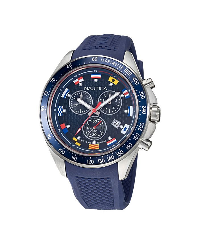 Nautica Men's Silver-Tone Stainless Steel Bracelet Watch 46mm - Macy's