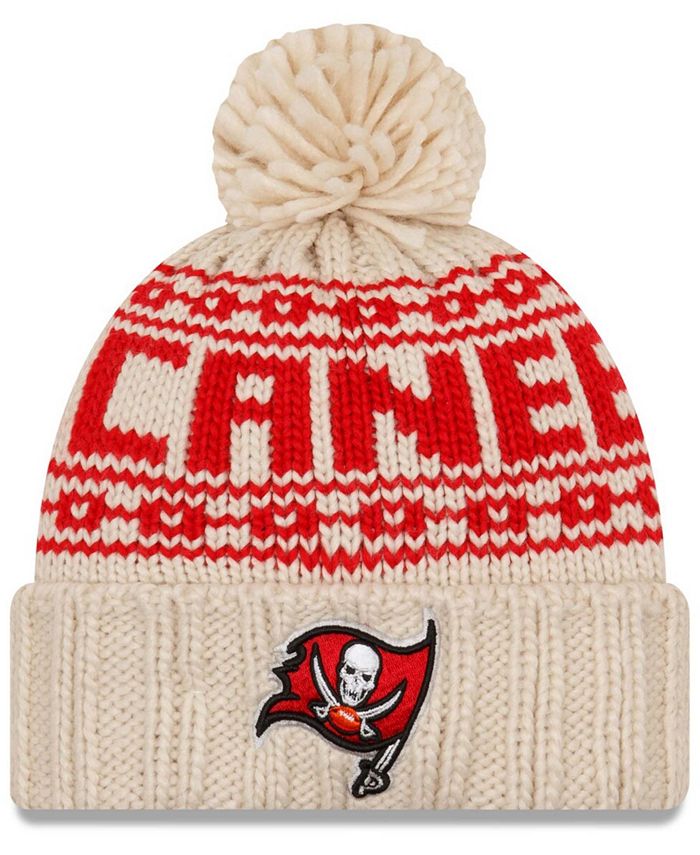 New Era Women's Cream Tampa Bay Buccaneers 2021 NFL Sideline Pom Cuffed Knit  Hat - Macy's