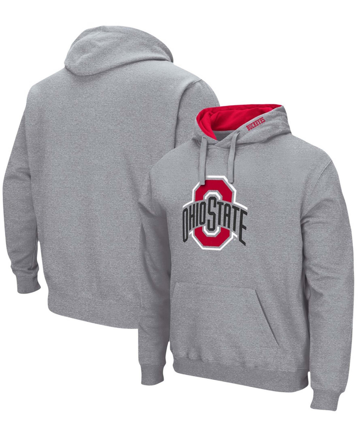 Colosseum Men's Heathered Gray Ohio State Buckeyes Arch Logo 3.0 Pullover Hoodie