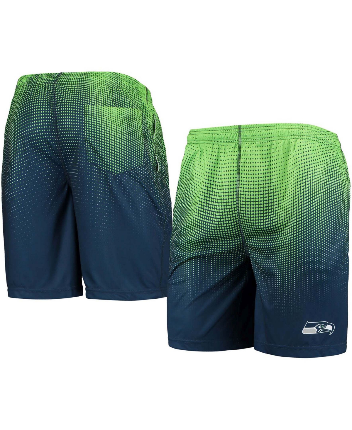Shop Foco Men's College Navy And Neon Green Seattle Seahawks Pixel Gradient Training Shorts In College Navy,neon Green