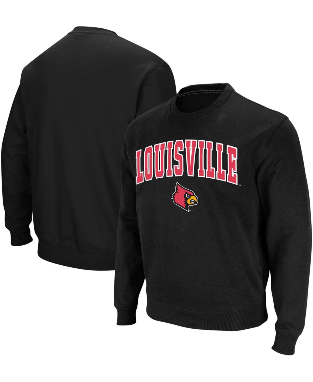 Shop Colosseum Men's Black Louisville Cardinals Arch Logo Crew Neck Sweatshirt