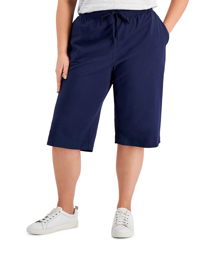 Karen Scott Plus Size Drawstring Skimmer Shorts, Created for Macy's - Macy's