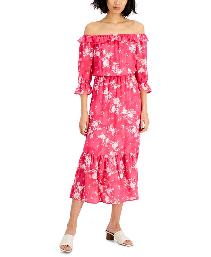 Willow Drive Floral-Print Off-The-Shoulder Maxi Dress - Macy's