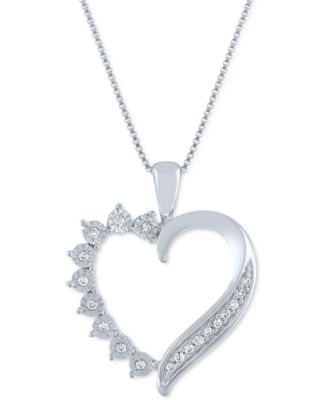 diamond heart 18 pendant necklace