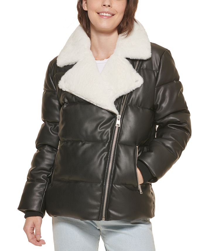 Levi's Faux-Leather Puffer Moto Jacket & Reviews - Coats & Jackets - Women  - Macy's
