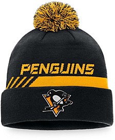 Fanatics Branded Men's Pittsburgh Penguins Authentic Pro Team Locker Room Cuffed Knit Hat With Pom