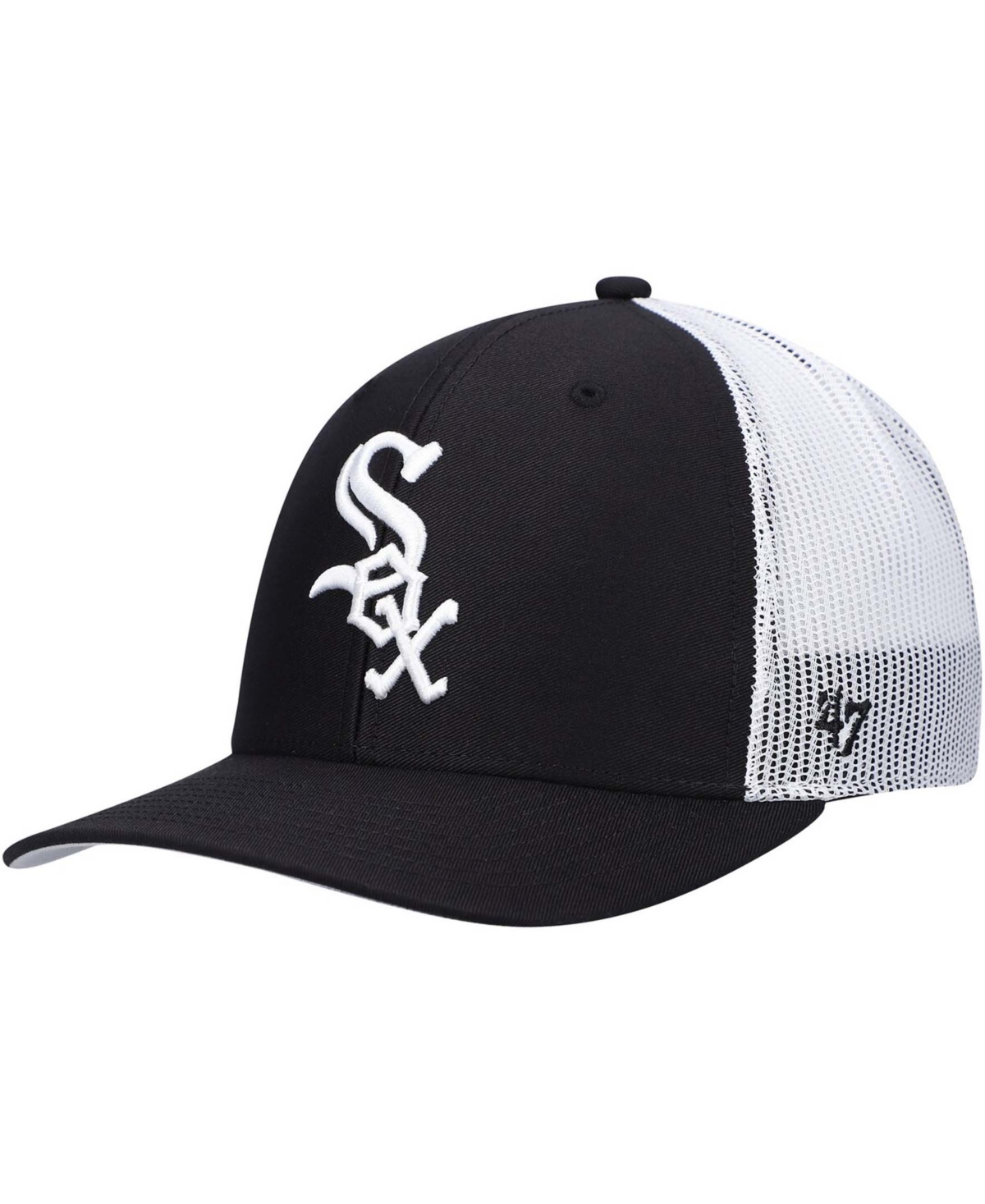 47 Brand Men's Chicago White Sox Primary Logo Trucker Snapback Cap In Black