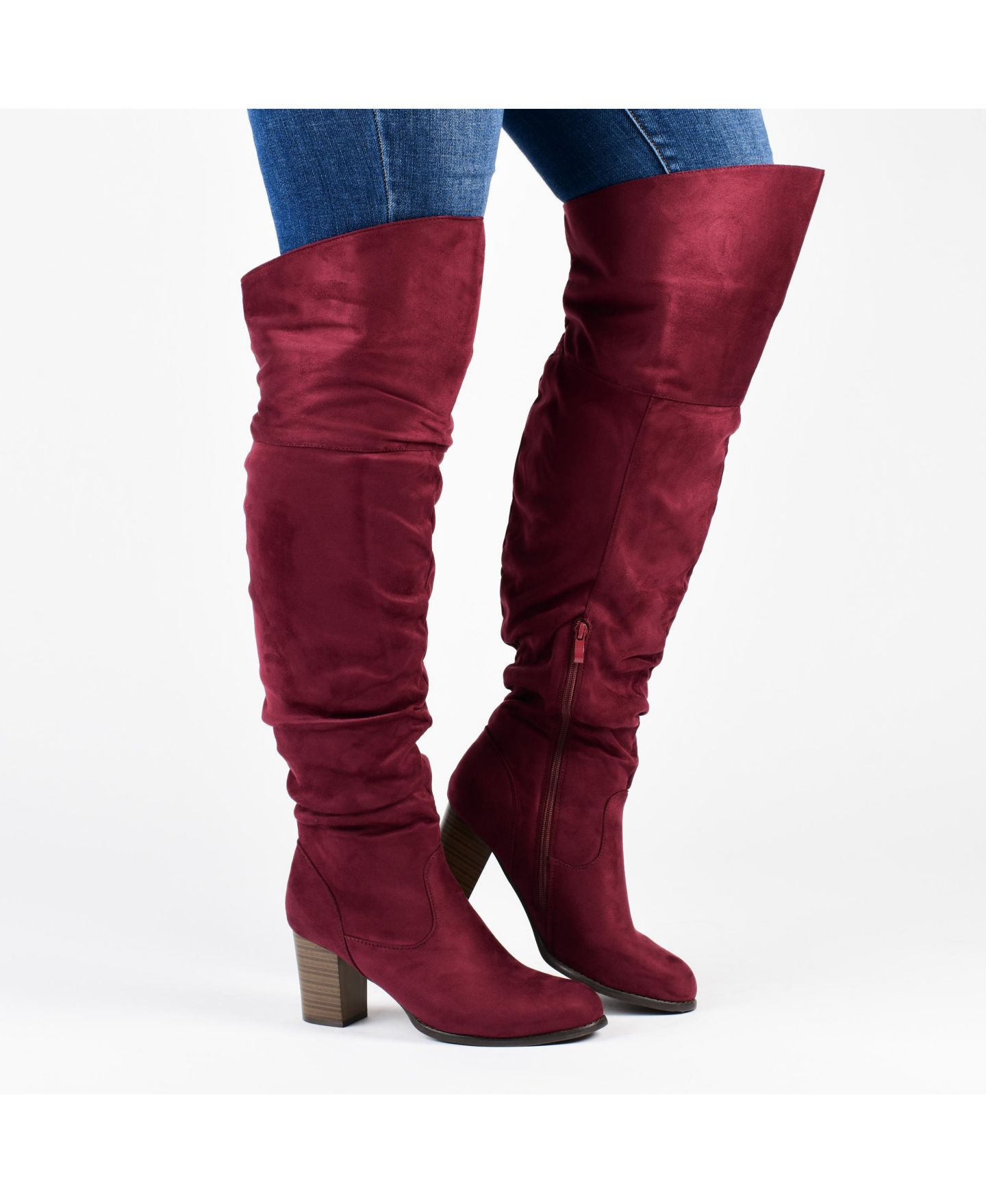 Женские ботинки Journee Collection Kaison Slouchy Over The Knee Boots, Regular, Wide Calf, & Extra Wide Calf, цвет: Чёрный — фото 7