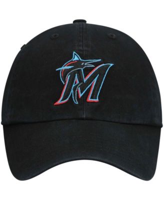 Boys Black Miami Marlins Team Logo Clean Up Adjustable Hat