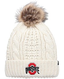 Women's White Ohio State Buckeyes Meeko Cuffed Knit Hat with Pom