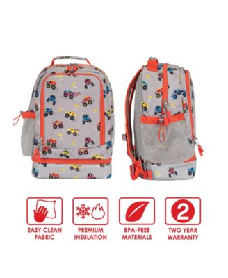 Kids Prints 2-In-1 Backpack and Insulated Lunch Bag - Trucks