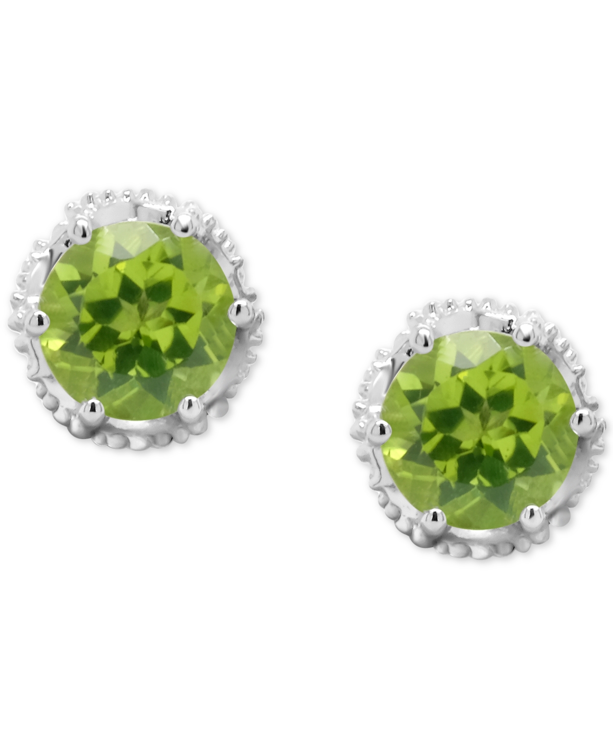 Rhodolite Garnet Stud Earrings (2 ct. t.w.) in Sterling Silver (Also in Amethyst, White Topaz, Citrine, & Blue Topaz) - Peridot
