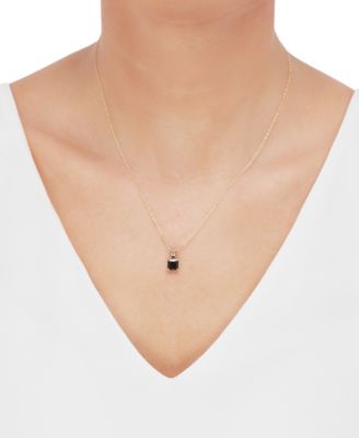 Onyx Square 18 Pendant Necklace in 14k Gold