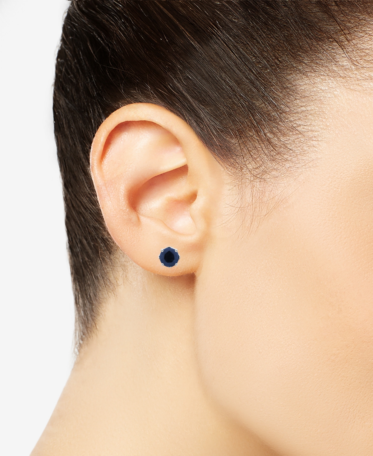 Solitaire Stud Earrings (1-1/5 ct. t.w.) in Sterling Silver (Also in Ruby & Emerald) - Sapphire