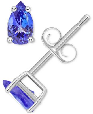 Tanzanite Pear-Shape Stud Earrings (3/8 ct. t.w.) in 14k White Gold (Also in Emerald, Ruby & Sapphire)
