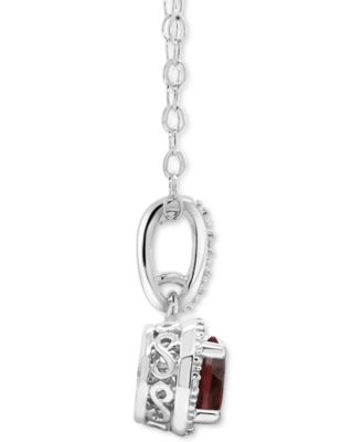 Rhodolite Garnet (1 ct. t.w.) & Diamond Accent Solitaire 18" Pendant Necklace in Sterling Silver (Also in Citrine, Blue Topaz, Peridot, Amethyst, & White Topaz)
