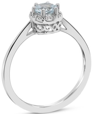 Opal Six Prong Solitaire Ring (1/3 ct. t.w.) in Sterling Silver (Also in Aquamarine)