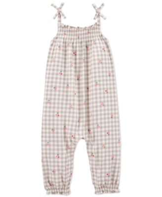 Carter's - Baby Girls Cherry Gingham Cotton Jumpsuit