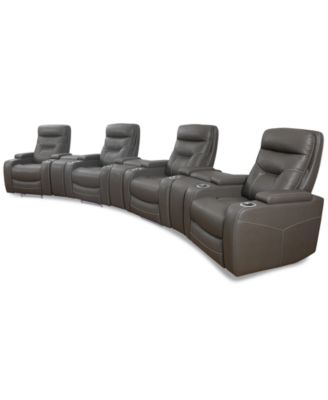 Jabarr 7-Pc. Beyond Leather Theater Seating with 3 Consoles, Created for Macy's