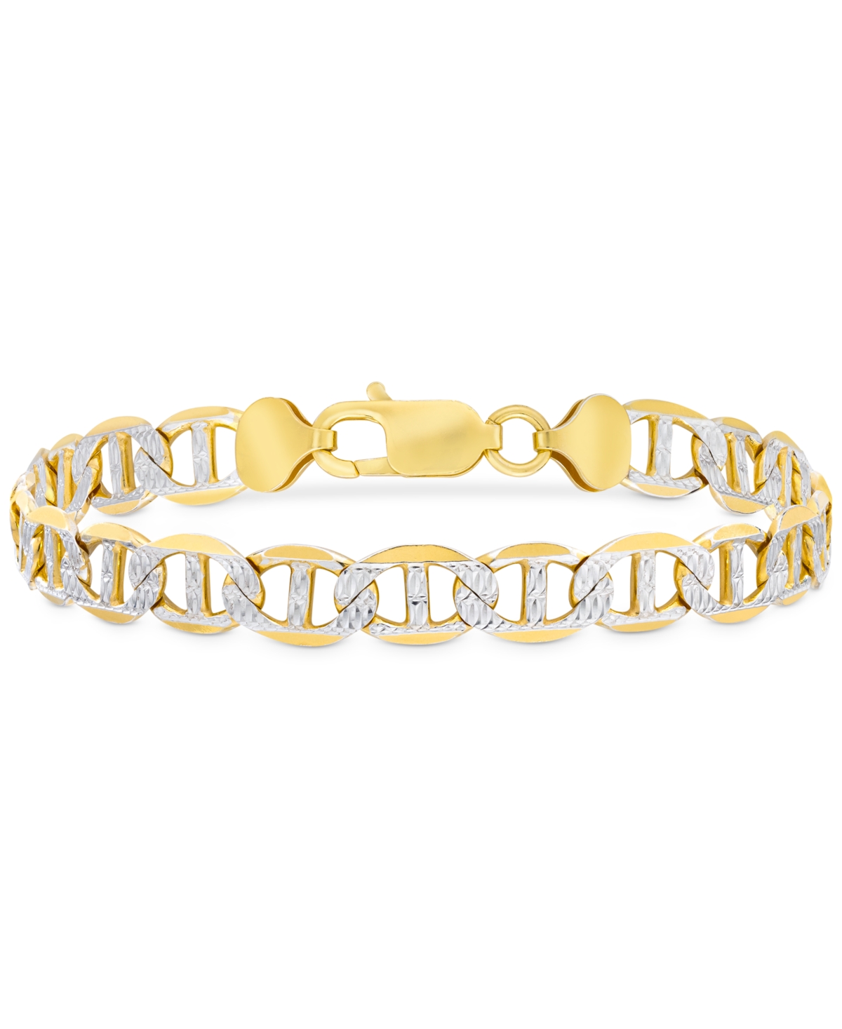 Men's Two-Tone Diamond Cut Mariner Link Bracelet in Sterling Silver & 14k Gold-Plate - Two-Tone