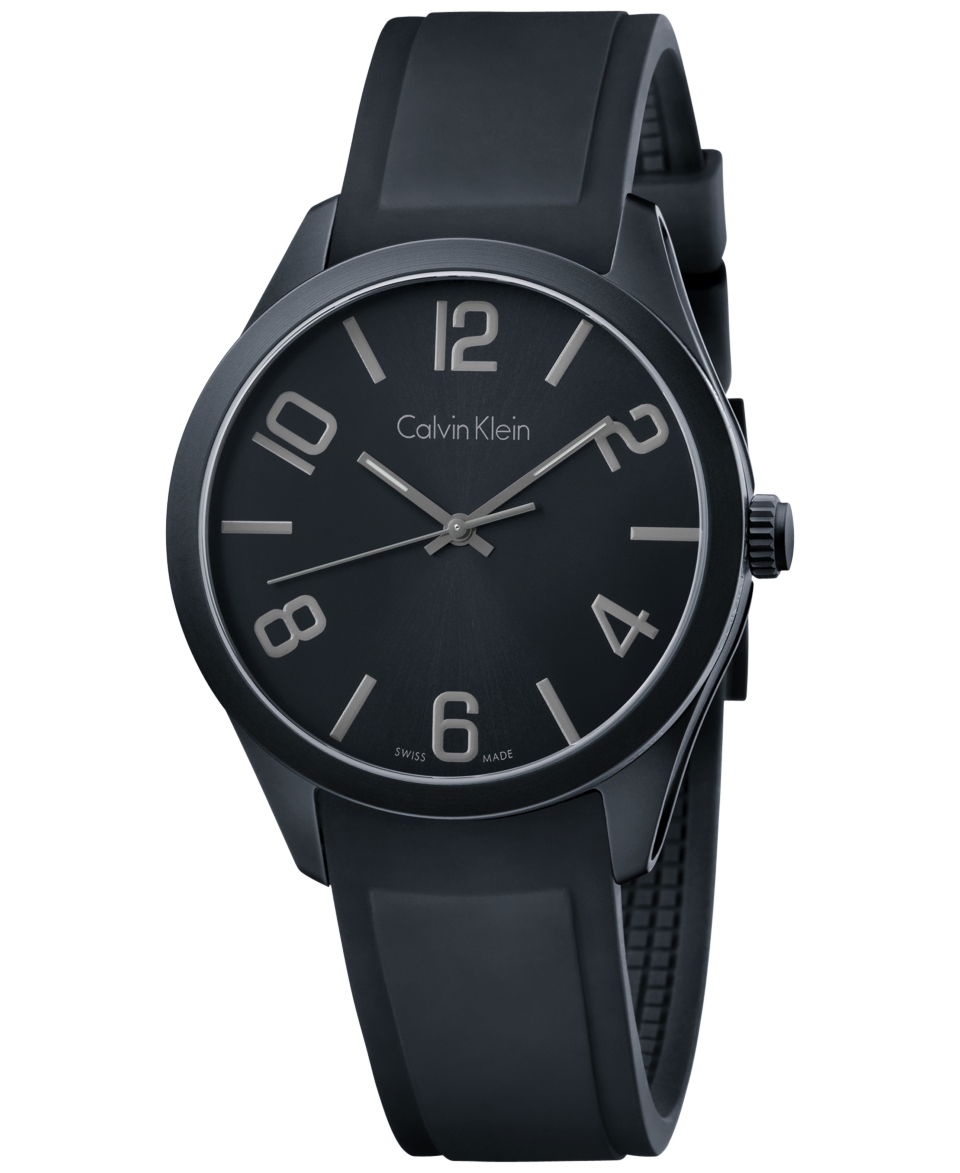 Calvin Klein Mens Swiss Black Silicone Strap Watch 40mm K5E514B1