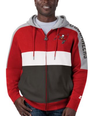 Men's Red, Pewter Tampa Bay Buccaneers Playoffs Color Block Full-Zip Hoodie