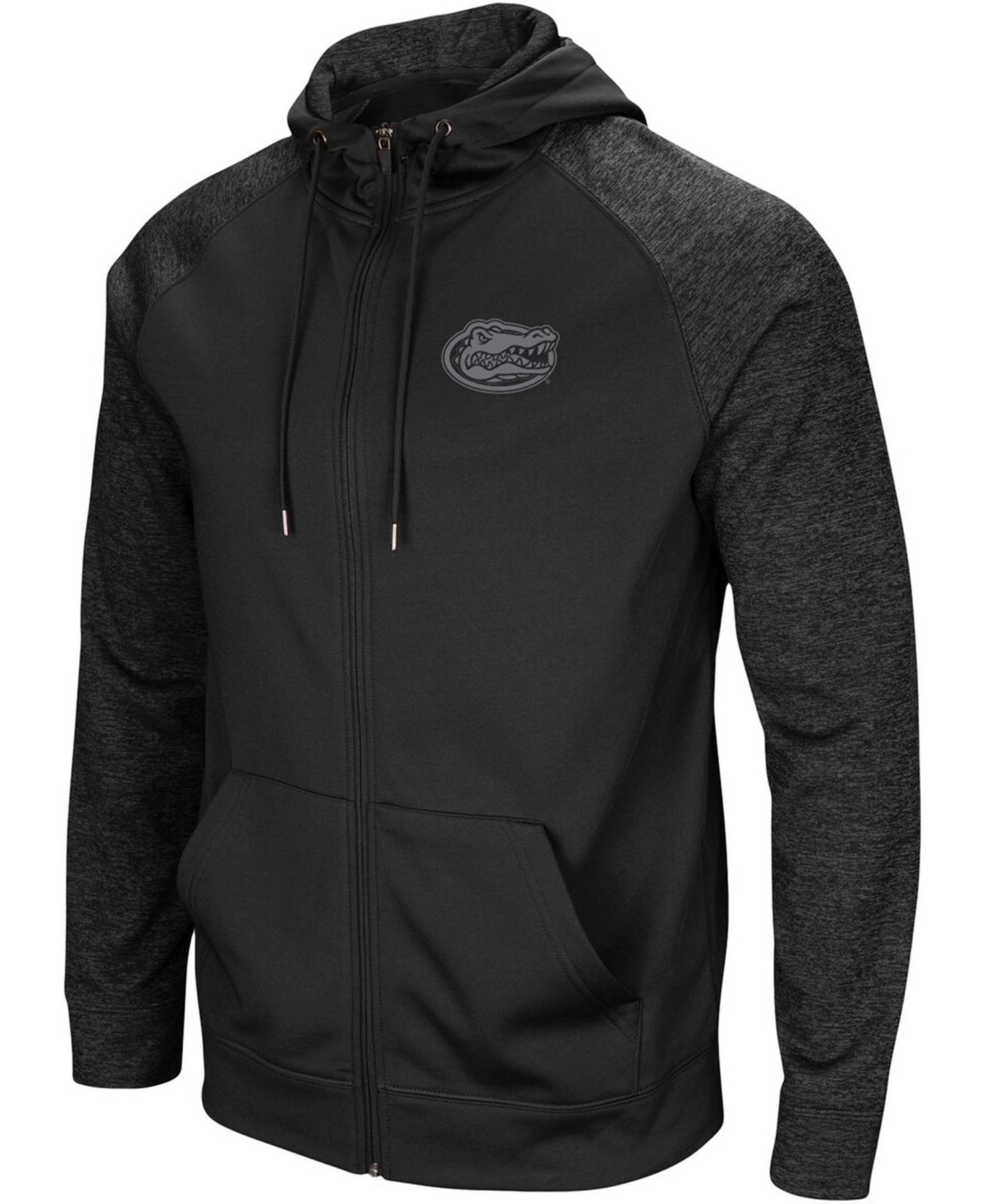 Colosseum Men's Black Florida Gators Blackout 3.0 Tonal Raglan Full-zip Hoodie In Black