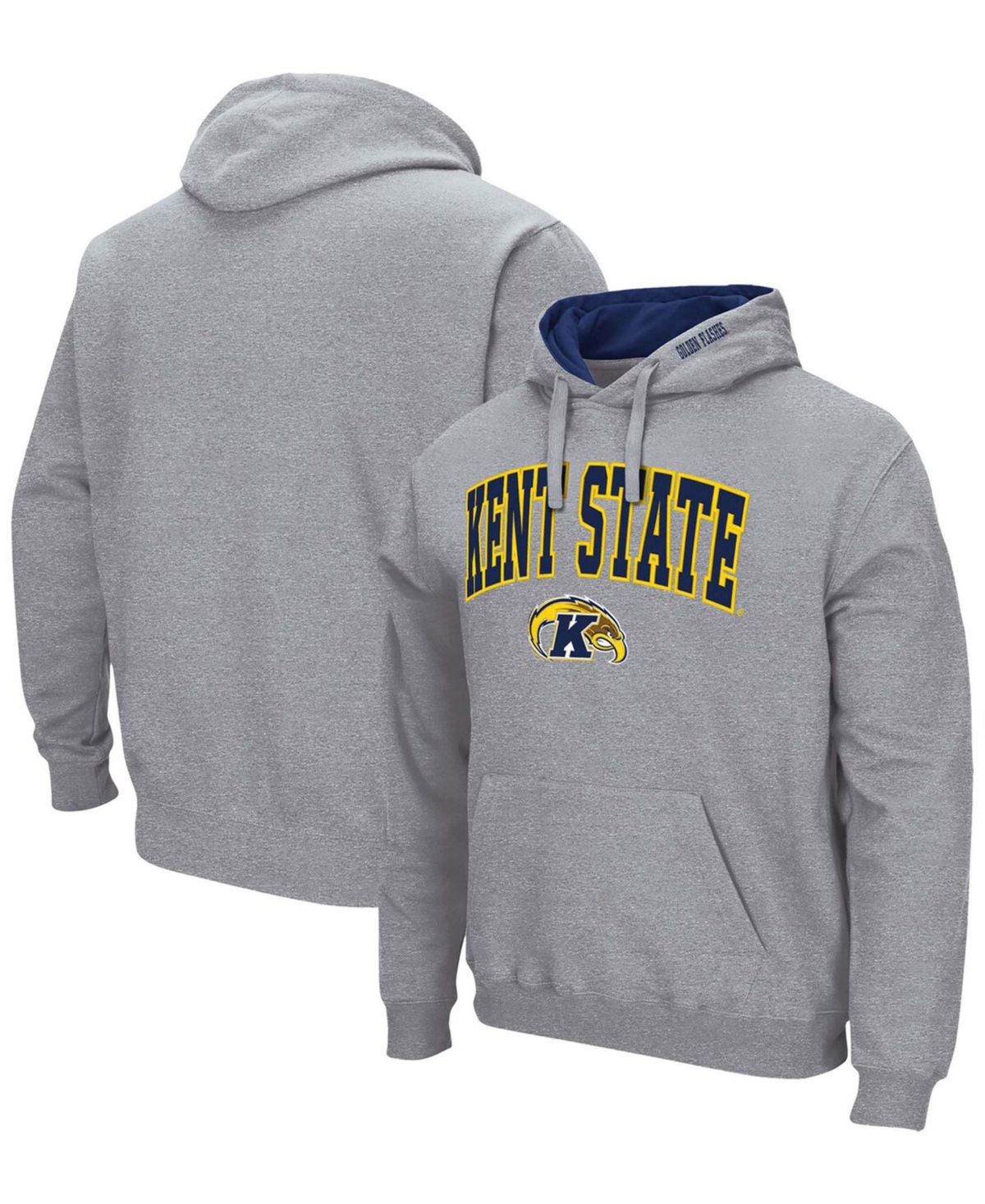Colosseum Heathered Gray Kent State Golden Flashes Arch And Logo Pullover Hoodie In Heather Gray