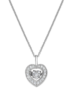 image of Twinkling Diamond Star Diamond Heart Pendant Necklace in 14k White Gold (1/4 ct. t.w.)