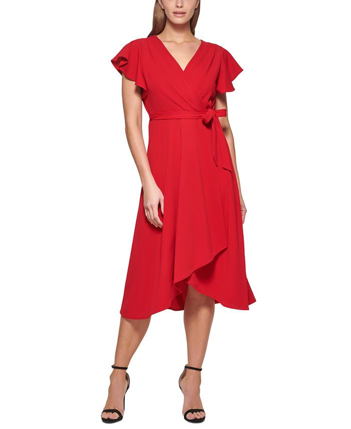 Dkny Flutter Sleeve Faux Wrap Dress Macys