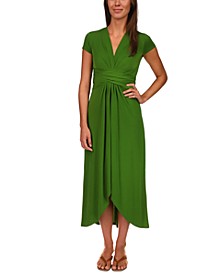 Short-Sleeve Wrap Maxi Dress