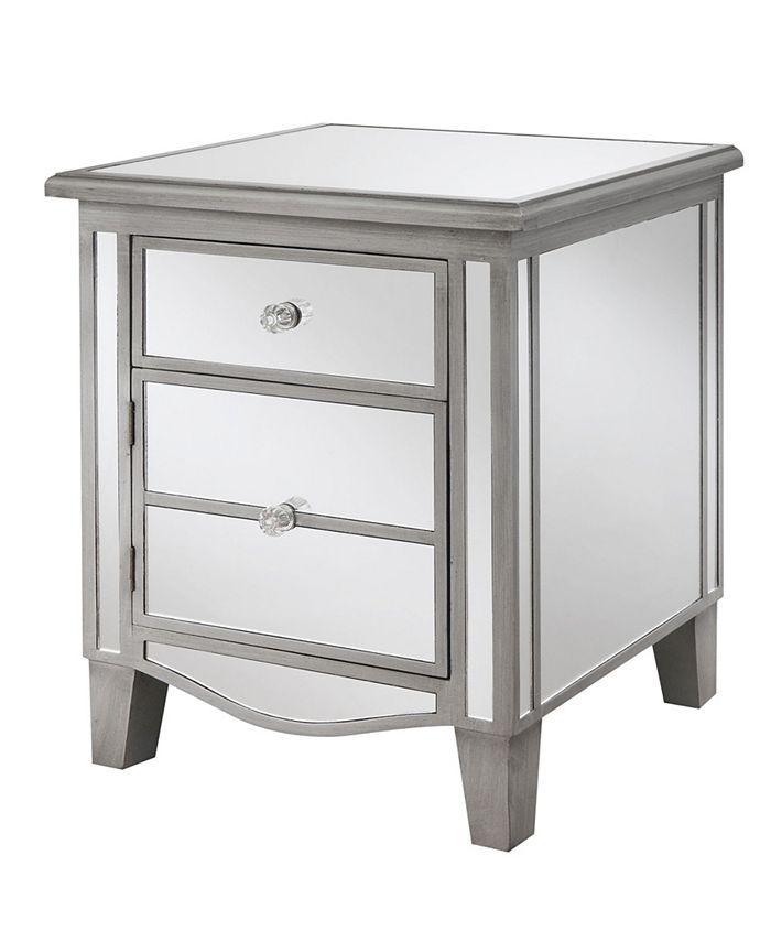 Convenience concepts gold coast mirrored end table with drawer sale