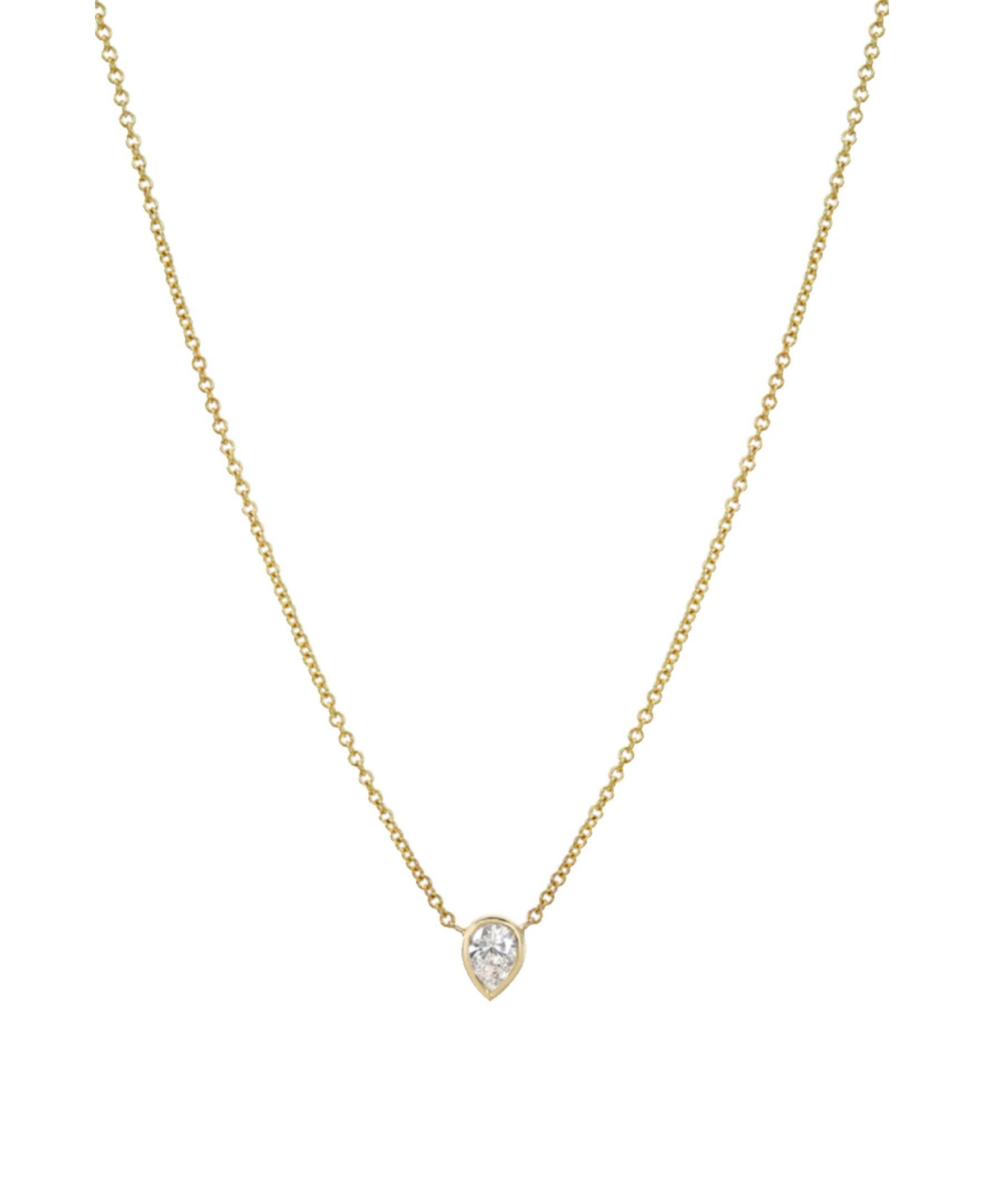Pear 14K Gold Diamond Bezel Necklace - Gold