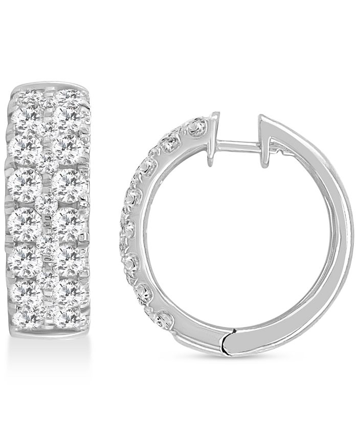 Macy s Diamond Triple Row Hoop Earrings 3 ct. t.w. in 14k White