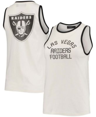 Women's  White and Black Las Vegas Raiders Throwback Pop Binding Scoop Neck Tank Top