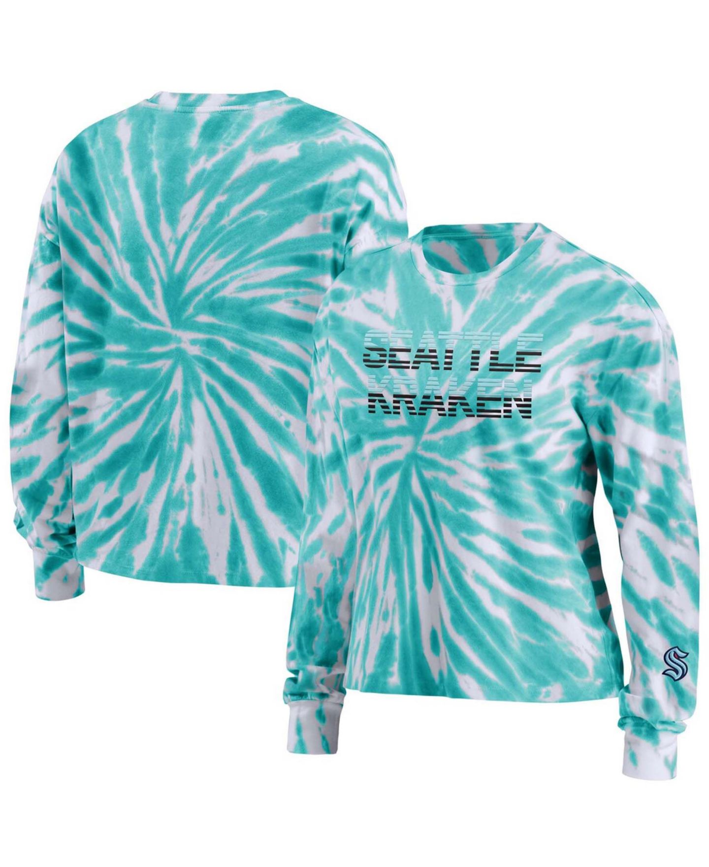 Женская футболка WEAR by Erin Andrews Light Blue Seattle Kraken Tie-Dye Long Sleeve — фото 1