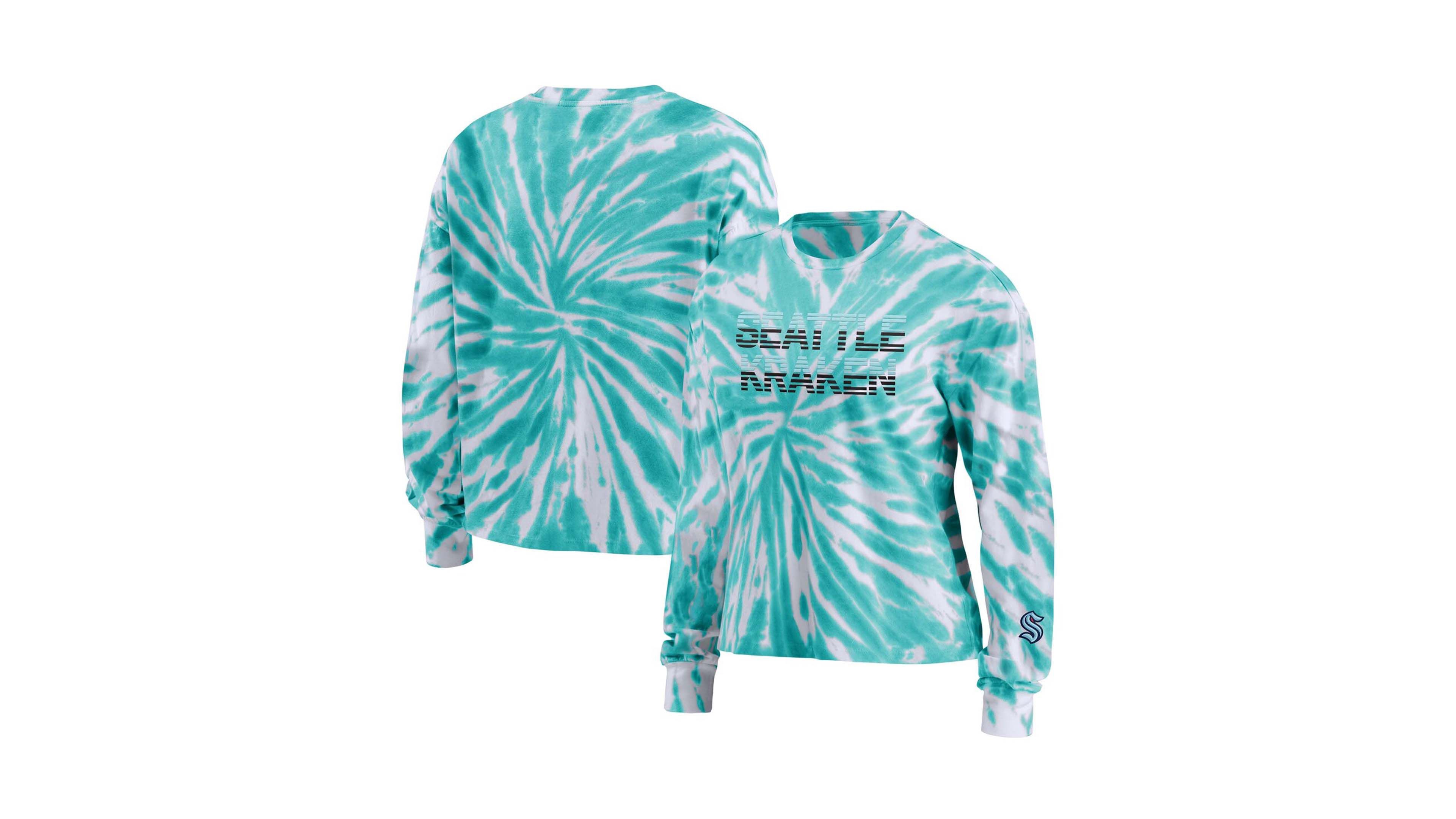 Women's Light Blue Seattle Kraken Tie-Dye Long Sleeve T-shirt