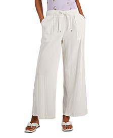 Petite Crinkled Wide-Leg Pants, Created for Macy's