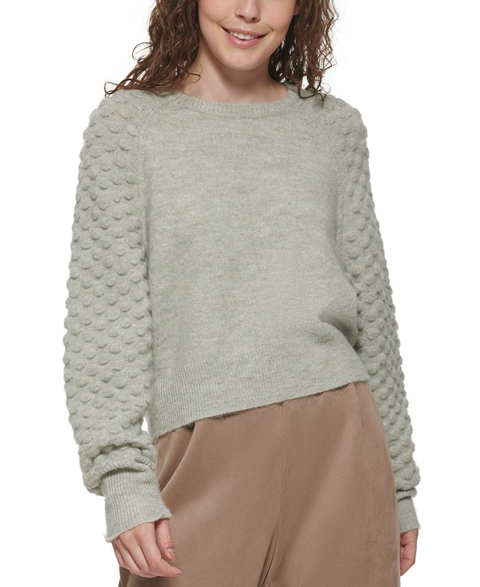 DKNY Pom Pom Sleeve Sweater Macy s