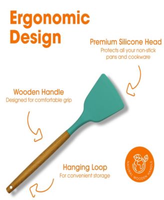 Silicone Spatula with Wooden Handles Set, 11 Pieces