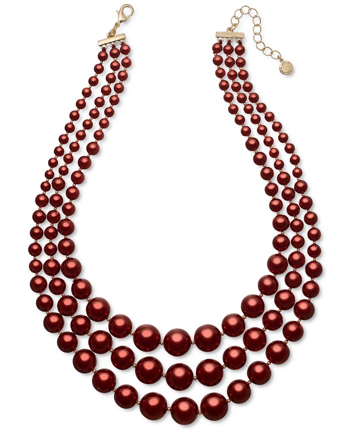 Charter Club - Imitation Pearl Three-Row Collar Necklace