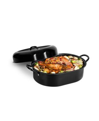 GraniteStone - Granite Stone Diamond 19.5" Nonstick Titanium and Diamond Infused Round Roaster Pan with Lid